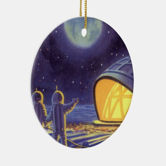 ヴィンテージSFエイリアンのBlue Planet Moon セラミックオーナメント (右)