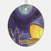 ヴィンテージSFエイリアンのBlue Planet Moon セラミックオーナメント (左)