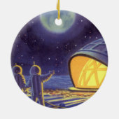 ヴィンテージSFエイリアンのBlue Planet Moon セラミックオーナメント (裏面)