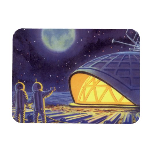 ヴィンテージSFエイリアンのBlue Planet Moon マグネット (横)