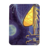 ヴィンテージSFエイリアンのBlue Planet Moon マグネット (縦)