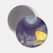 ヴィンテージSFエイリアンのBlue Planet Moon マグネット (正面/裏面)