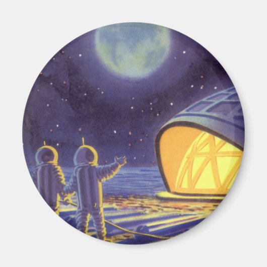 ヴィンテージSFエイリアンのBlue Planet Moon マグネット (正面)
