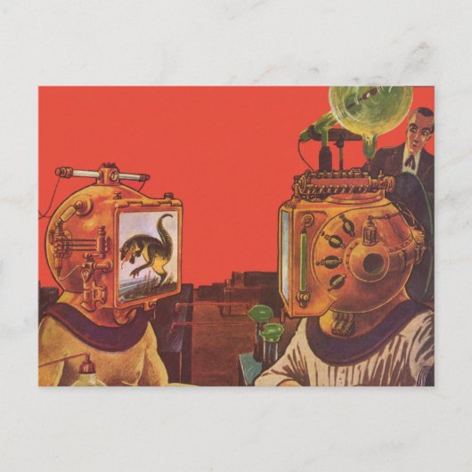 ヴィンテージSFエイリアンスチームパンクヘルメッツ ポストカード (正面)
