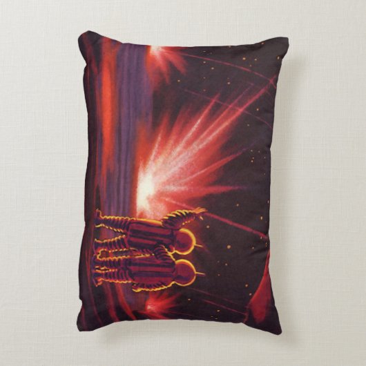 ヴィンテージSFエイリアンレッドプラネット爆発 アクセントクッション (裏面(縦))