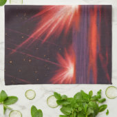 ヴィンテージSFエイリアンレッドプラネット爆発 キッチンタオル (折り畳み)