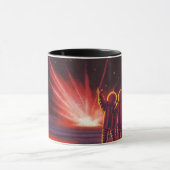 ヴィンテージSFエイリアンレッドプラネット爆発 マグカップ (中央)