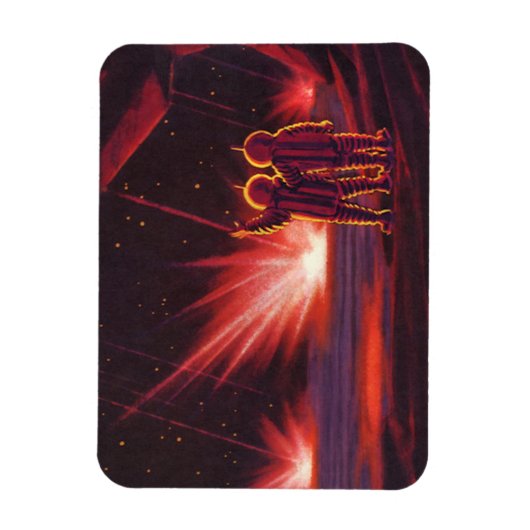 ヴィンテージSFエイリアンレッドプラネット爆発 マグネット (縦)