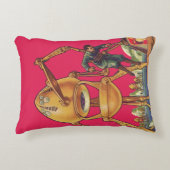 ヴィンテージSFエイリアンロボットが人間を捉える アクセントクッション (正面)