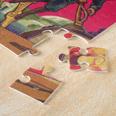 ヴィンテージSFエイリアンロボットが人間を捉える ジグソーパズル (側面)