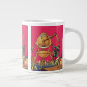 ヴィンテージSFエイリアンロボットが人間を捉える ジャンボコーヒーマグカップ (右)