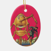 ヴィンテージSFエイリアンロボットが人間を捉える セラミックオーナメント (裏面)