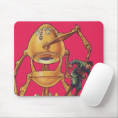 ヴィンテージSFエイリアンロボットが人間を捉える マウスパッド (マウス)