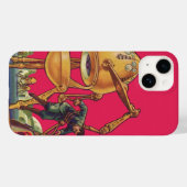 ヴィンテージSFエイリアンロボットが人間を捉える Case-Mate iPhoneケース (裏面 (横))