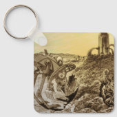 ヴィンテージSFエイリアン惑星建築 キーホルダー (正面)