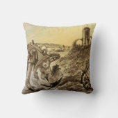 ヴィンテージSFエイリアン惑星建築 クッション (裏面)