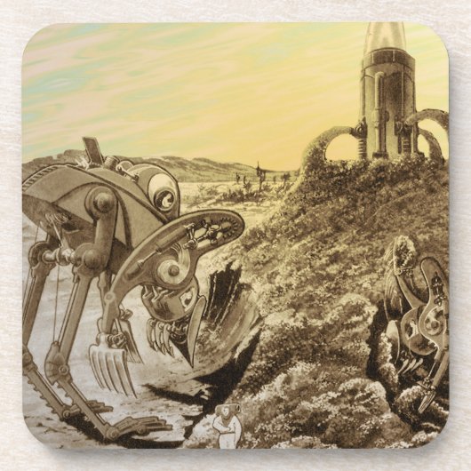 ヴィンテージSFエイリアン惑星建築 コースター (正面)