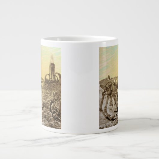 ヴィンテージSFエイリアン惑星建築 ジャンボコーヒーマグカップ (正面)