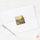 ヴィンテージSFエイリアン惑星建築 スクエアシール (封筒)