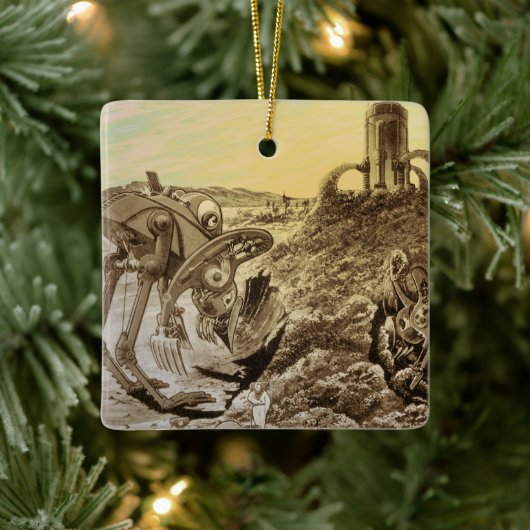 ヴィンテージSFエイリアン惑星建築 セラミックオーナメント (ツリー)