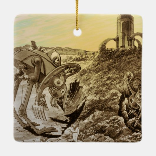 ヴィンテージSFエイリアン惑星建築 セラミックオーナメント (裏面)