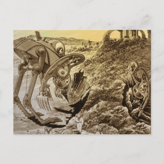 ヴィンテージSFエイリアン惑星建築 ポストカード (正面)