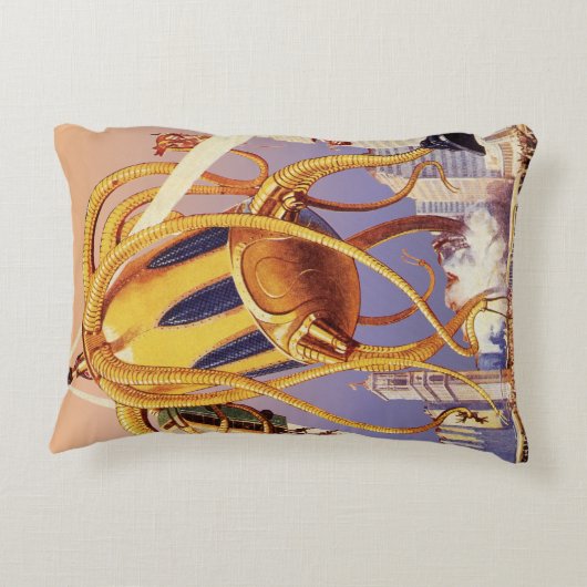 ヴィンテージSFエイリアン戦争タコ アクセントクッション (裏面)