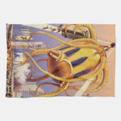 ヴィンテージSFエイリアン戦争タコ キッチンタオル (横)