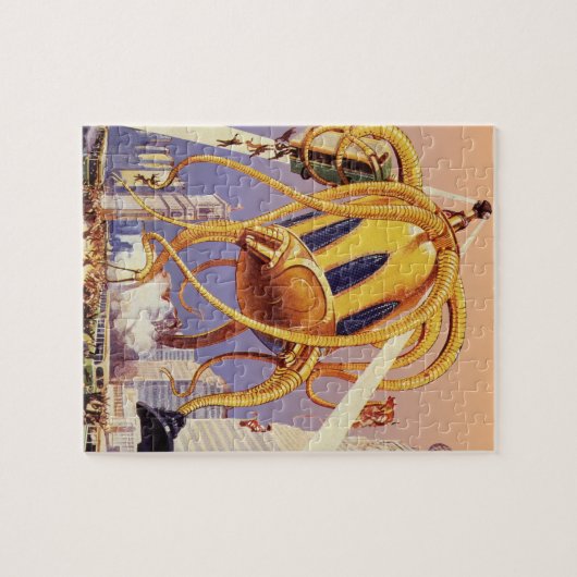 ヴィンテージSFエイリアン戦争タコ ジグソーパズル (横)