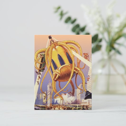 ヴィンテージSFエイリアン戦争タコ ポストカード (スタンド正面)