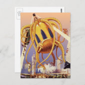 ヴィンテージSFエイリアン戦争タコ ポストカード (正面/裏面)