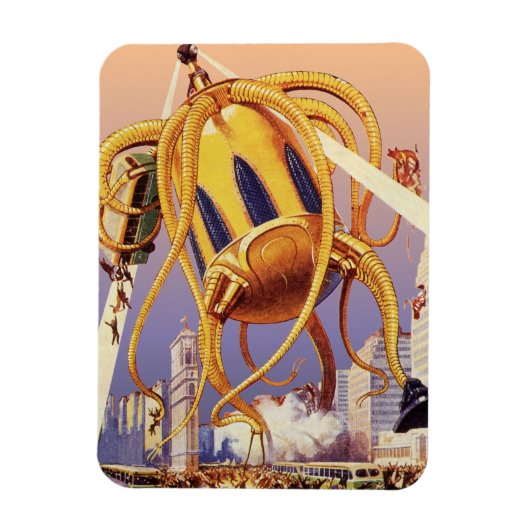 ヴィンテージSFエイリアン戦争タコ マグネット (縦)