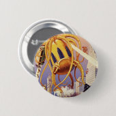 ヴィンテージSFエイリアン戦争タコ 缶バッジ (正面&裏面)