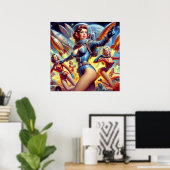 ヴィンテージSFガールズ ポスター (ホームオフィス)