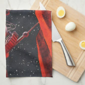 ヴィンテージSFキャニオン宇宙ムーンローバー キッチンタオル (四つ折り)