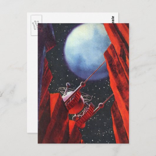 ヴィンテージSFキャニオン宇宙ムーンローバー ポストカード (正面/裏面)