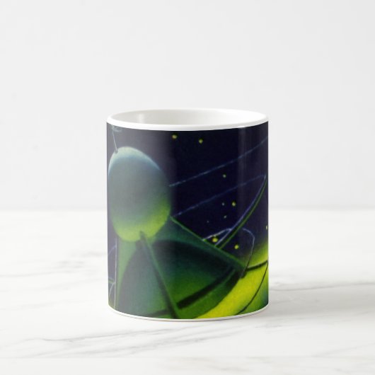 ヴィンテージSFグリーンプラネットと宇宙船 コーヒーマグカップ (中央)