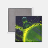 ヴィンテージSFグリーンプラネットと宇宙船 マグネット (正面/裏面)