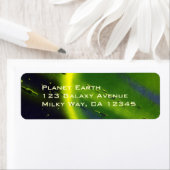 ヴィンテージSFグリーンプラネットと宇宙船 ラベル (インサイチュ)