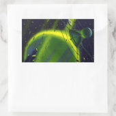 ヴィンテージSFグリーンプラネットと宇宙船 長方形シール (バッグ)