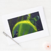 ヴィンテージSFグリーンプラネットと宇宙船 長方形シール (封筒)