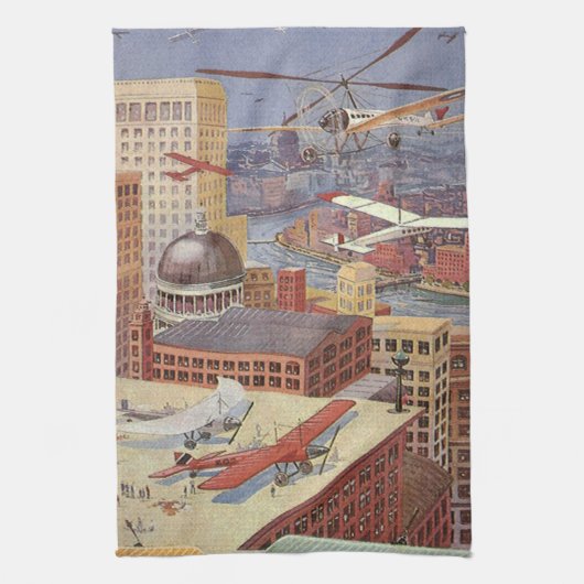 ヴィンテージSFシティスチームビクトリアンパンク キッチンタオル (縦)