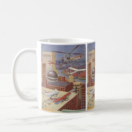 ヴィンテージSFシティスチームビクトリアンパンク コーヒーマグカップ (左)