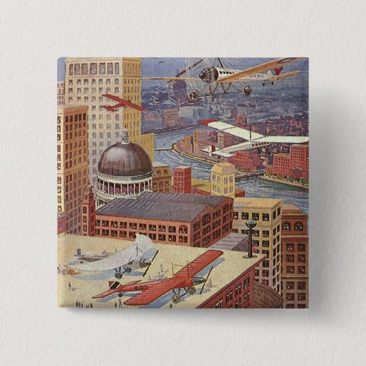 ヴィンテージSFシティスチームビクトリアンパンク 缶バッジ (正面)