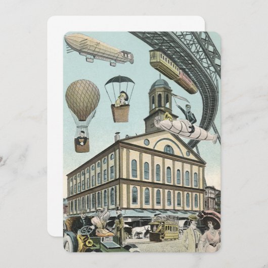 ヴィンテージSFスチームパンクシティ招待状 招待状 (正面/裏面)