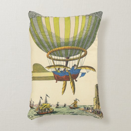 ヴィンテージSFスチームパンク熱気球 アクセントクッション (正面(垂直))