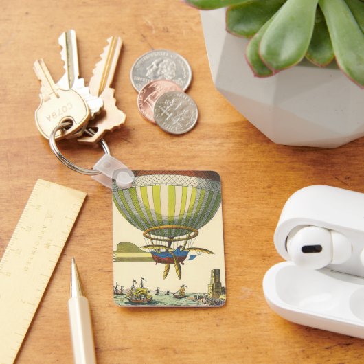 ヴィンテージSFスチームパンク熱気球 キーホルダー (デスク)