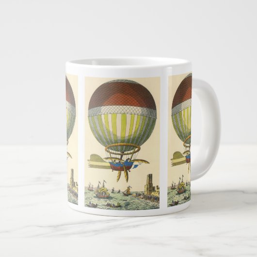 ヴィンテージSFスチームパンク熱気球 ジャンボコーヒーマグカップ (正面右)