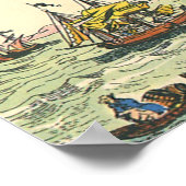 ヴィンテージSFスチームパンク熱気球 ポスター (角)