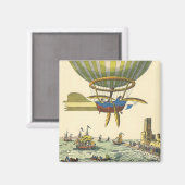 ヴィンテージSFスチームパンク熱気球 マグネット (正面/裏面)